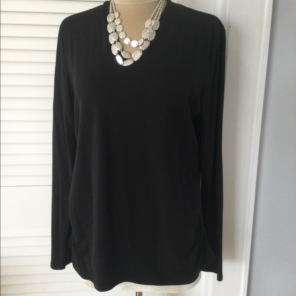 Talbots Basic Black V-Neck Top
